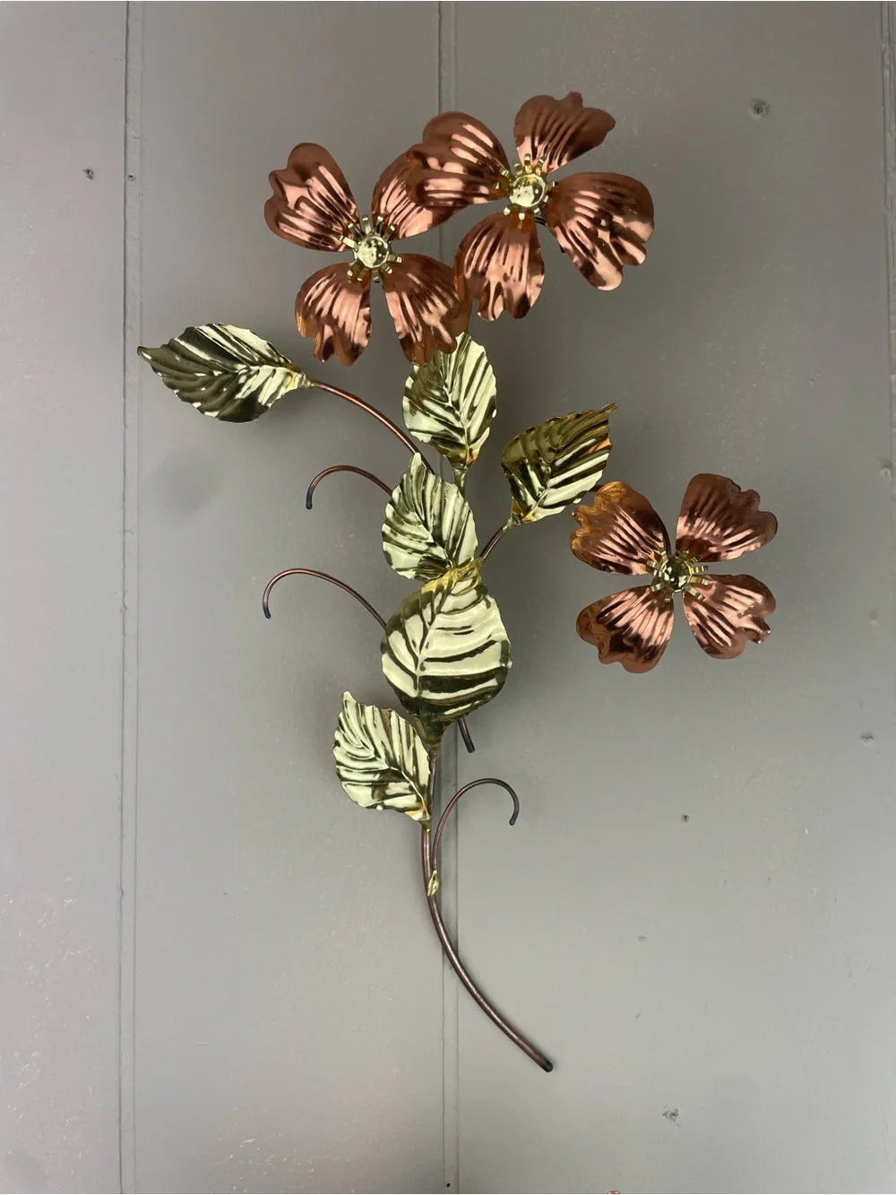 Vintage Homco Brass and Copper Metal Floral Mid Century Wall Art Pieces (2) - Picture 4 of 7